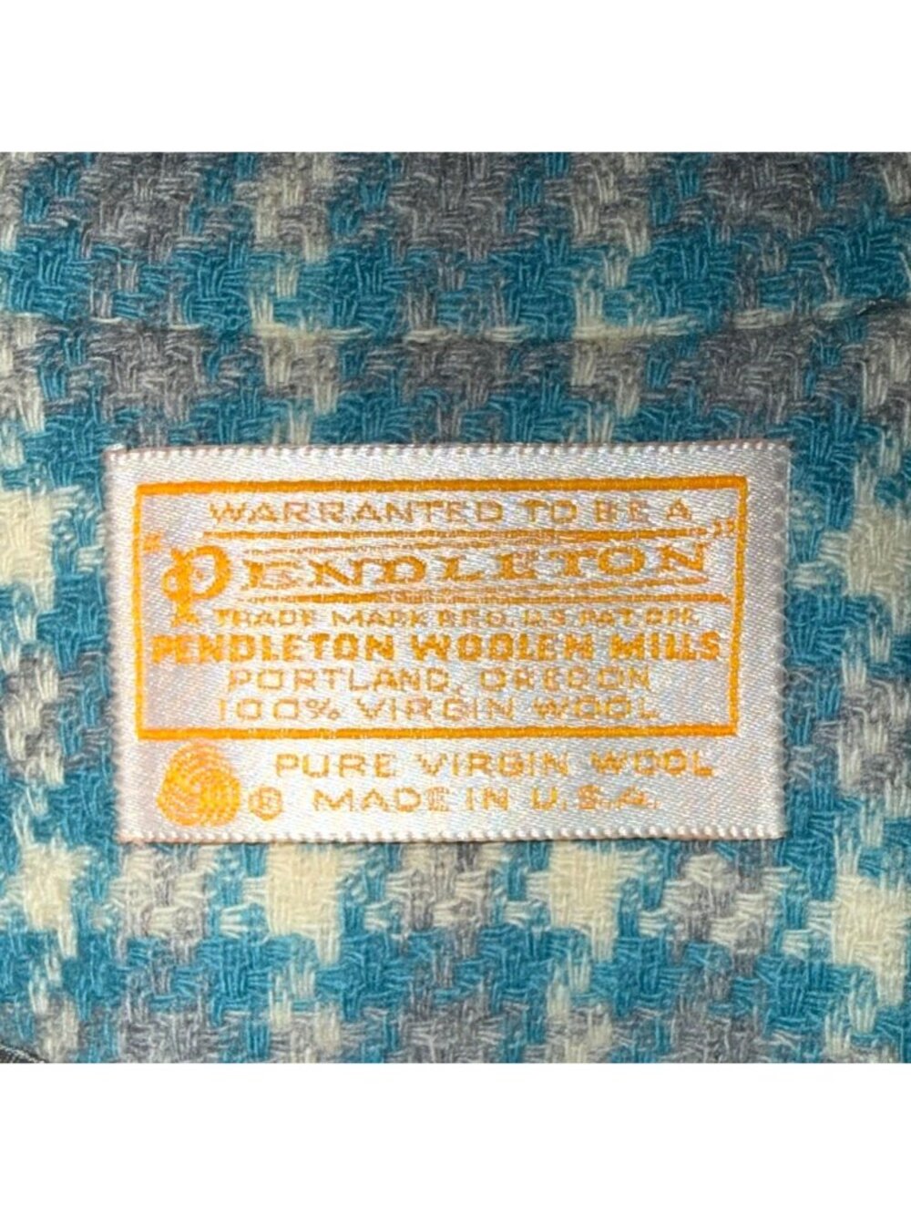 Vintage Pendleton USA Virgin Wool Plaid Blazer Turquoise Cream Womens 6 EUC - Picture 6 of 8
